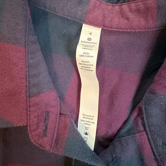 Lululemon athletica Women’s Plaid Button-Down Shirt — Purple and Navy - Picture 3 of 3